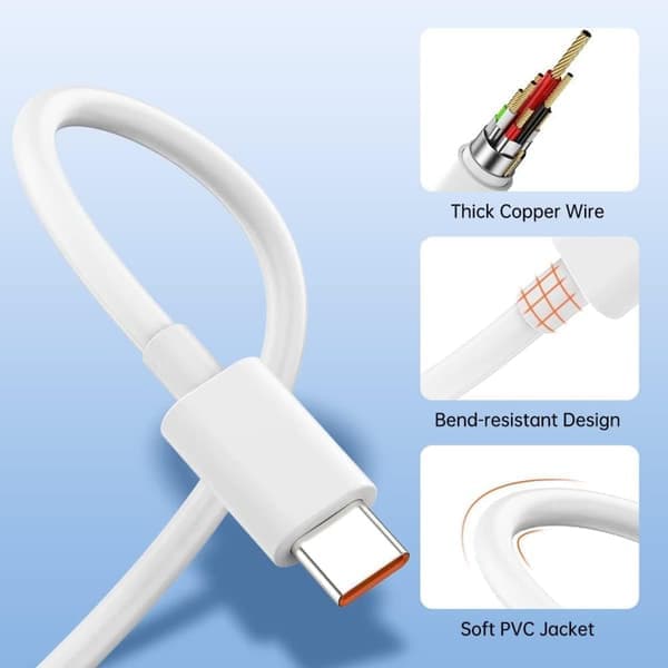 Lader - Hurtiglader - 120W lader - Lader + kabel - Europeisk reiseadapter