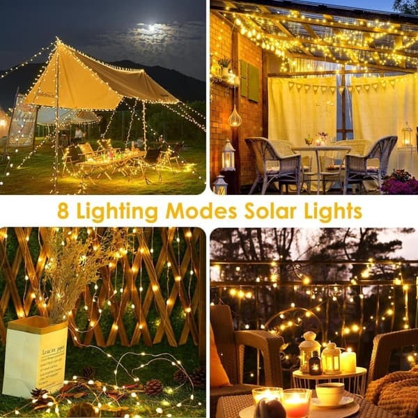 Solcellsslinga 4-pack 800 LED, koppartråd, utomhus dekorationsbelysning för jul & fest