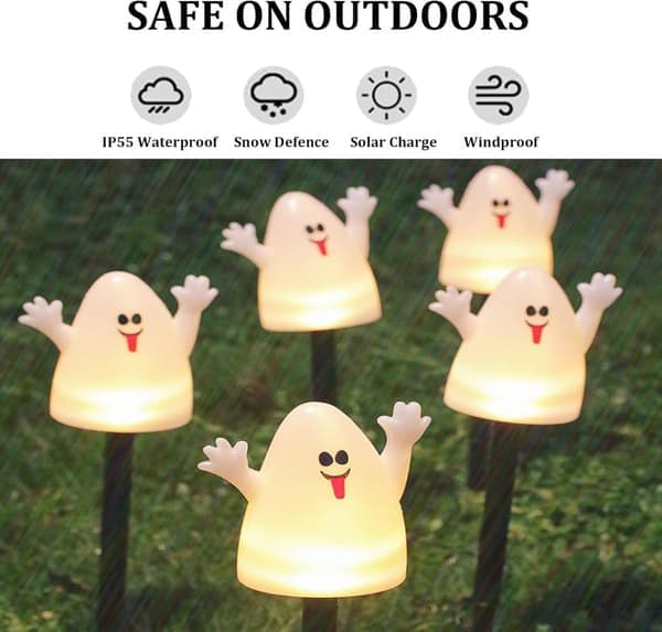 Solcellelamper for bakken - Halloweendekorasjon - Lysstyring - 5-pakning - LED - Vanntett for utendørs bruk
