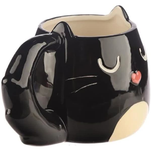 HA~Svart Kat Mugg 3D Keramisk Nyhed Søde Krus Kopper 400ml til Varme Drikke, Te, Kaffe, Varm Chokolade