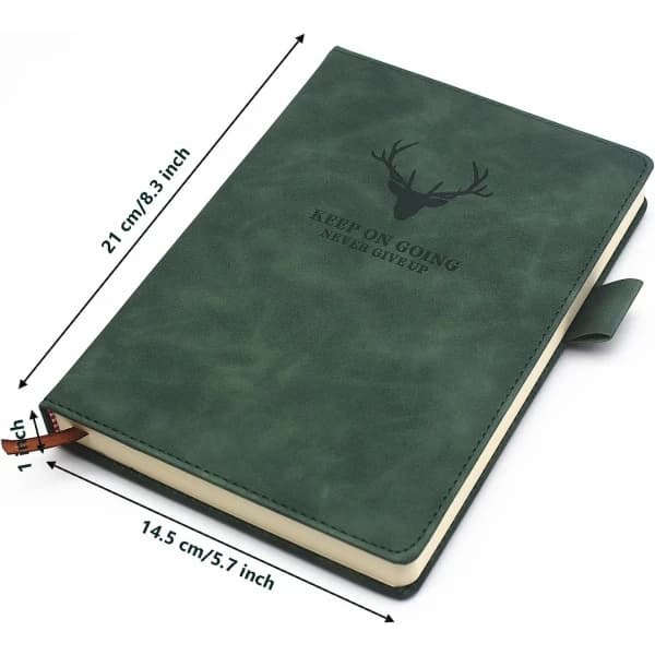 A5-notesbog - Executive-notesbog med hårdt omslag og tykt kvalitetspapir, college-inddelt notesbog, 21 x 14,7 cm, 360 sider (Grøn...