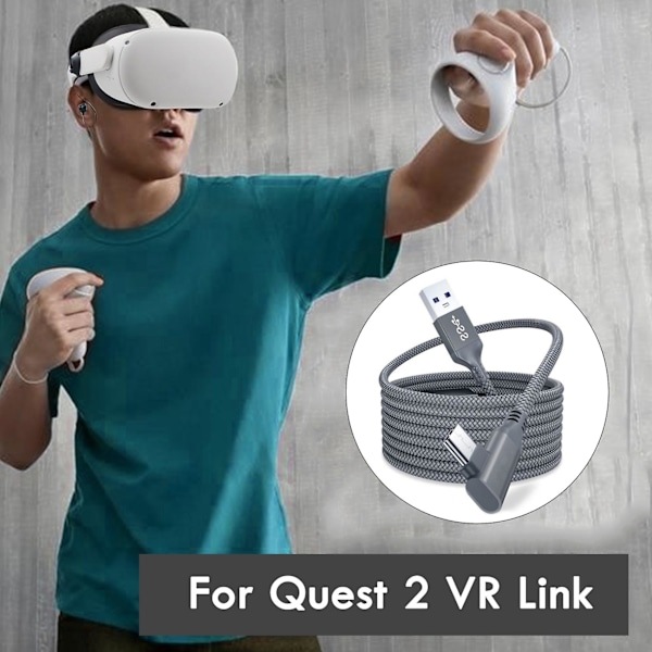 5 metrin latauskaapeli Oculus Quest 2 Link -kuulokkeille, USB 3.0 Type C -datakaapeli, Type-C - USB-A -muunnin