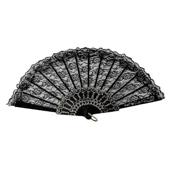 Spetsfläkt Satinhandskar, Svart, One Size (1 st)