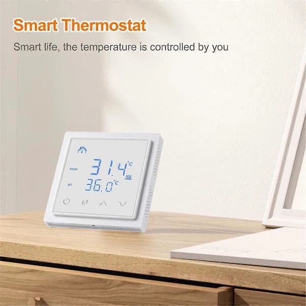 Smart Termostat 16A Gulvvarme Temperaturregulator Hvit