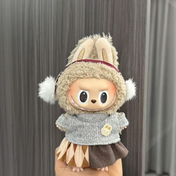[HH] Labubu 17cm Ensimmäisen ja toisen sukupolven vinyylipehmopupun nuken riipus vaihdettavilla vaatteilla, setti juhlakoristeisiin ja asusteisiin Labubu baby clothes (no baby) Lbb-26