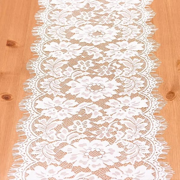 HA-28cm / 3m, Hvit blondeduk, Non-woven bordløper