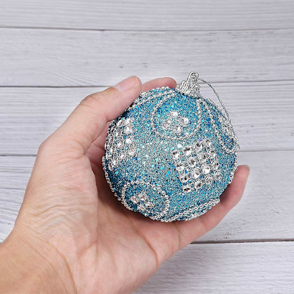 8 cm glitrende krystall shatterproof julekule ornamenter 3 stk (lilla)bd