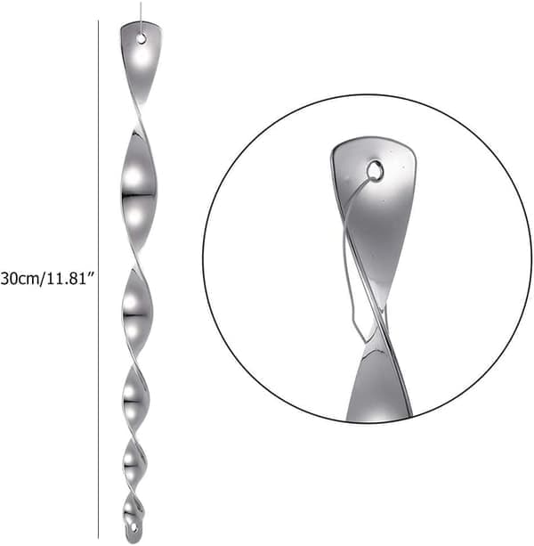 Spiralformad reflekterande fågelskrämma, 10-pack, silver, 30 cm
