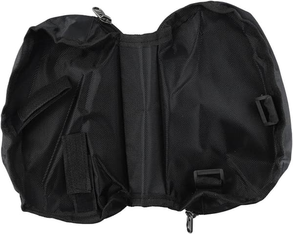 Cykeloverrørs-tasker, sæt med 2, vandtæt polyester, reflekterende striber, 4 lommer, velcrolukning, til mountainbiking, sort