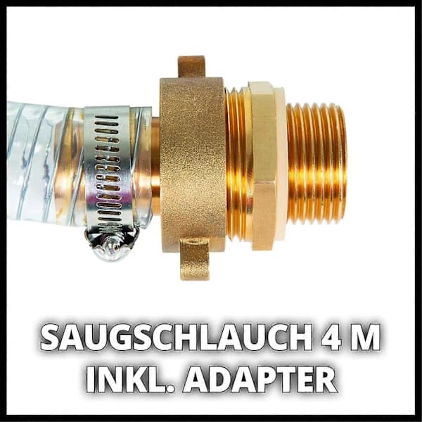 Tilbehør 7 meter transparent sugeslange med messingkoblinger