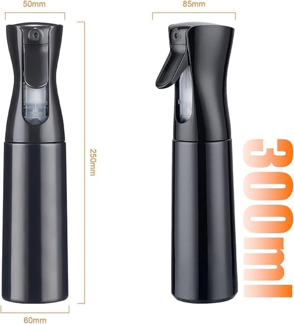 Sprayflaske 300ml - Fin Tåke - For Hår & Rengjøring - Svart