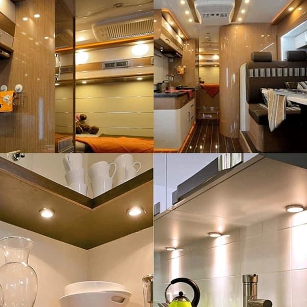 6 stk. Indbyggede LED-spots 12V 3W Ældede Loftspots til Autocamper Campingvogn Båd Varm Hvid