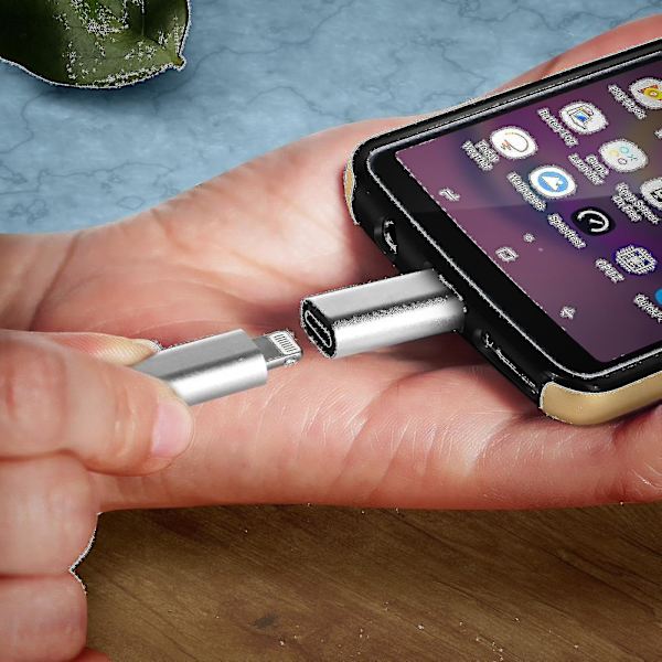 2 kpl Lightning-adapteri naaras Usb C -lataus ja synkronointi - hopea