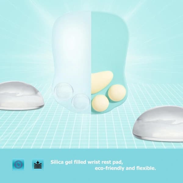 HA~Musematte med kattepote, Ergonomisk musematte, Silikon Gel Musematte, Søt musematte, Kawaii musematte, for hjem/kontor/spill, Musematte Grønn & Gul