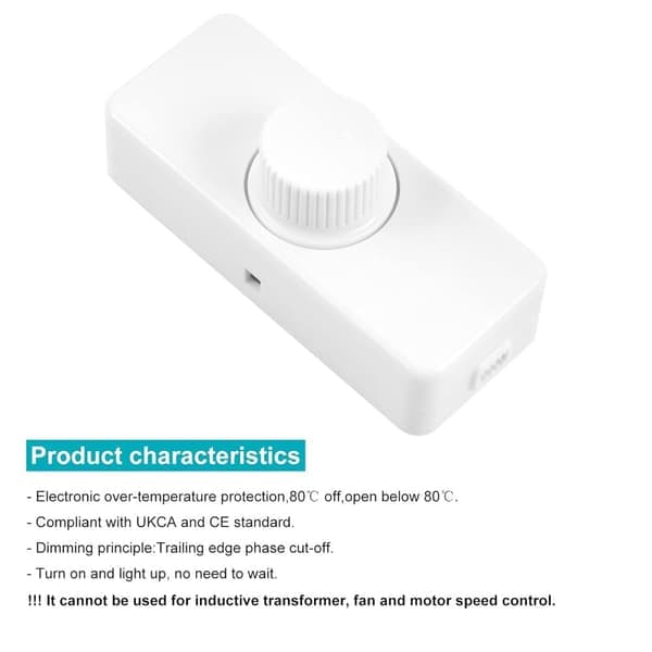 Dimmer - 220-240V Hvit LED Bakkantsdimmer - Roterende dimmer