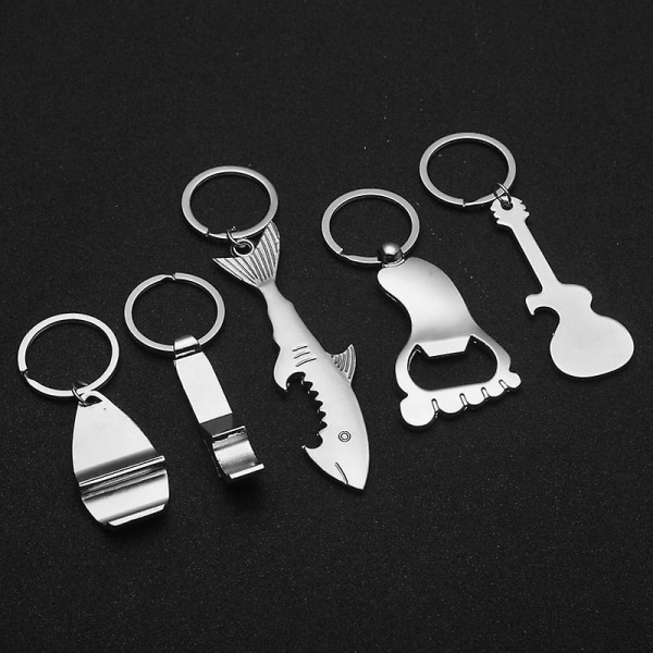 Metal Beer Keychain Bottle Opener Shark/Guitar Style Kitchen Accessories Wedding Party Favor Gifts