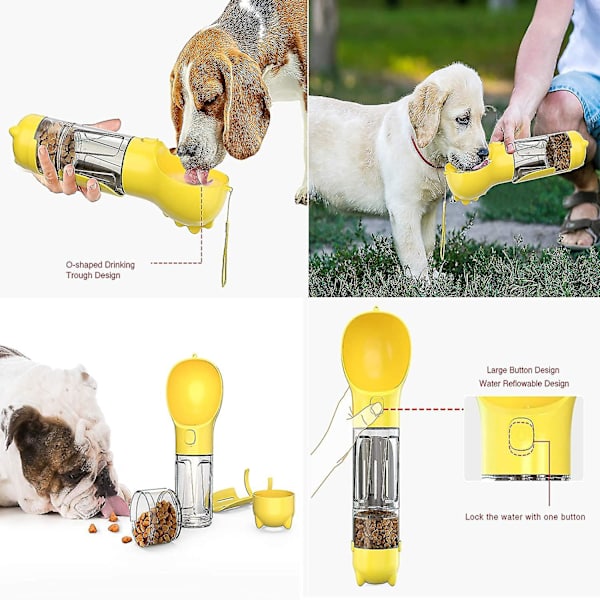 Hunde Vandflaske, hundeflaske, bærbar rejsevandflaske 300 ml støvpose kæledyr hundevandskål kæledyrsmad
