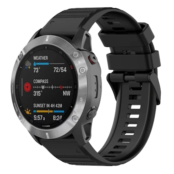 Kellon ranneke Garmin Fenix 7/6/5 -kelloon, musta