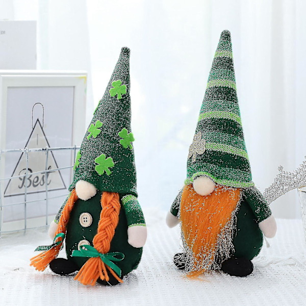 St. Patrick's Day Faceless Grøn Hat Gnome Plys Dukke Irsk Dag, B