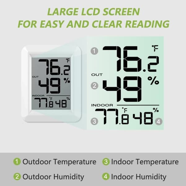 Digital Termometer Hygrometer - Mäter luftfuktighet & temperatur - Vit