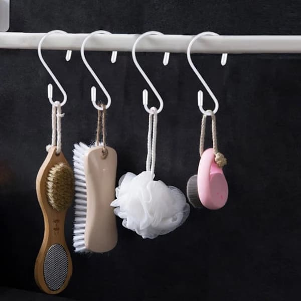 S-formet metalkrog til badeværelse, væg, bruseforhæng og køkken