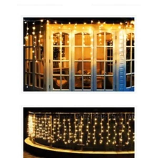 20m 600 LED Istapplys for Julehage, Gardinlys, Varmhvit-FA-