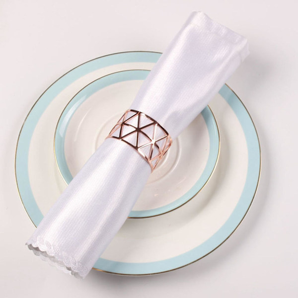 12 stk. Guld Geometrisk Hult Servietringe Servietholder Til Fest Hotel Banket Spisesal Bord