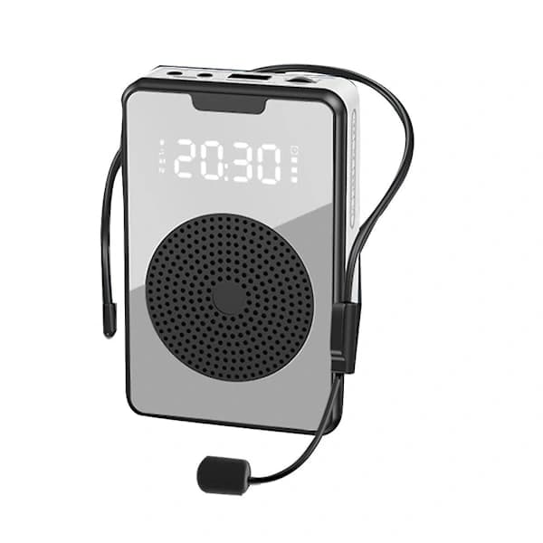 Trådløs stemmeforstærker Bluetooth-mikrofonhøjttaler med mikrofonheadset, til guide - Sort - Perfet