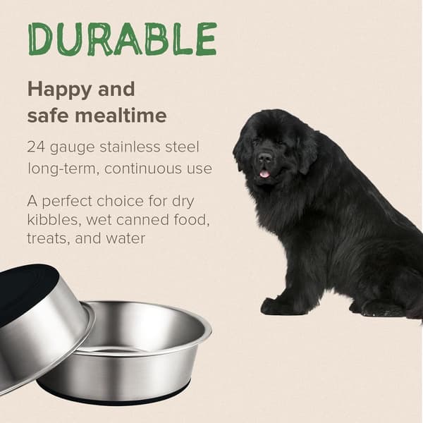 Foder- og vandskål i rustfrit stål til kæledyr, stabelbart skridsikkert design, til små og mellemstore hunde, katte og kaniner, sølv, 22 cm