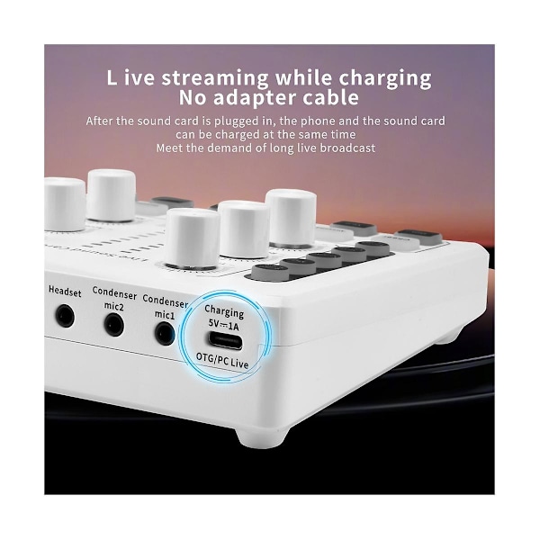 M8 Live Sound Card Trådløs Bluetooth Audio Mixer Digital Mixer Støyreduksjon Live Streaming Broa