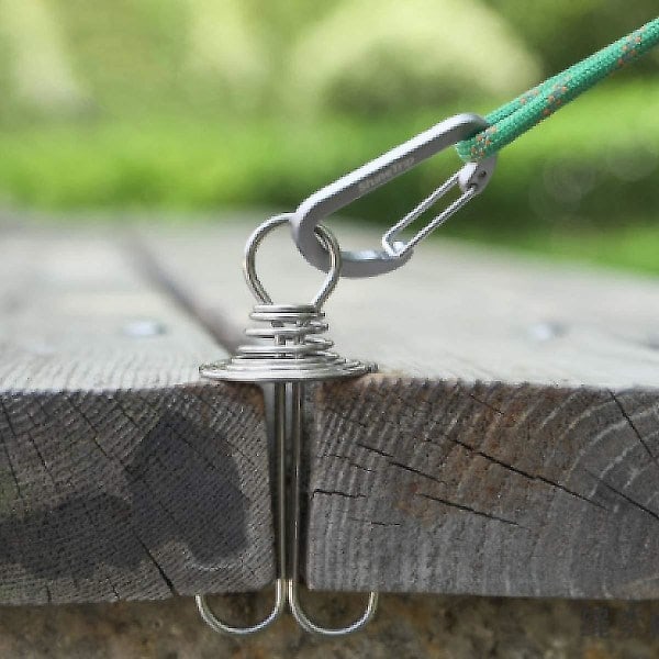 /HH/ Tältpinnar Markisfästen med fjäderklämma och karbinhake för camping utomhus träplattor planka (silver)