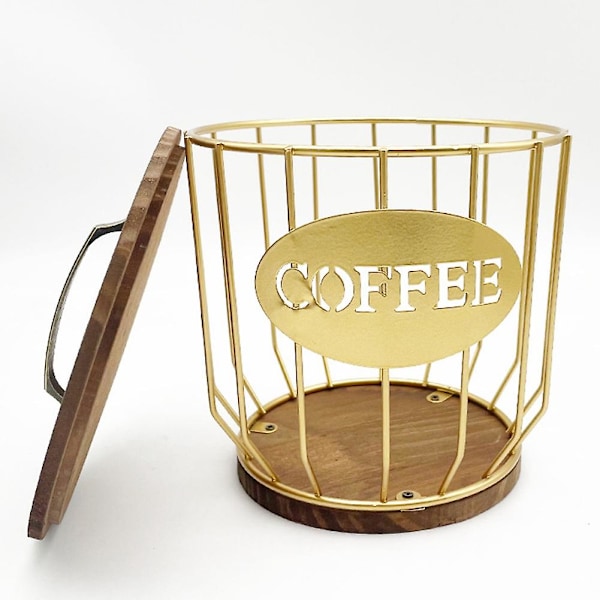 Hålögd Kaffekapslar Förvaringskorg Frukt Kaffe Pod Organizer Hållare Café Hotell Guld