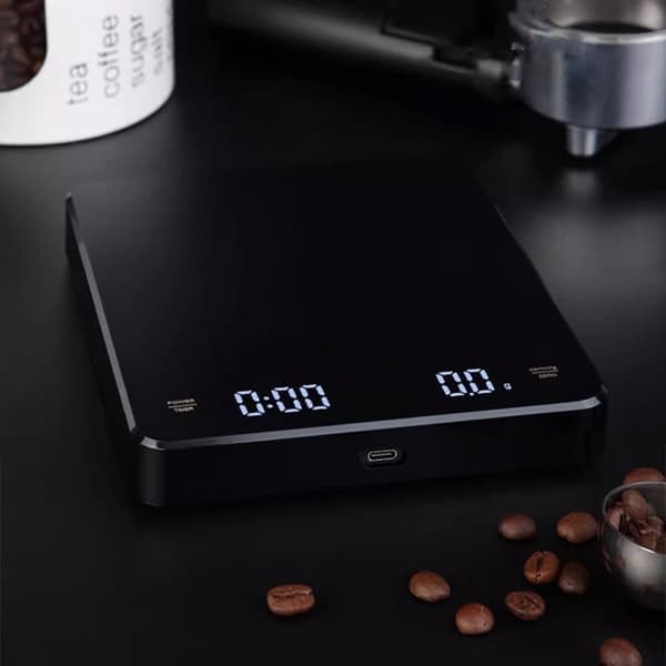 Baristavåg med Timer - Precisionsvåg för Espresso & Matlagning, Portabel Design