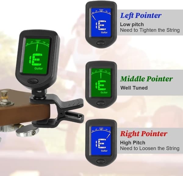Guitar Tuner Clip-On, digitale guitar tunere tilbehør med LCD-skærm