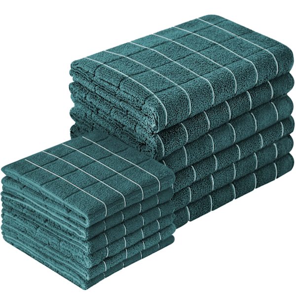 Mikrofiber Kjøkkenhåndklær og Oppvaskkluter Sett, 26 X 18 Tommer og 12 X 12 Tommer, Sett med 12 Bulk Lint Free Oppvaskhåndklær for Tørking av Oppvask