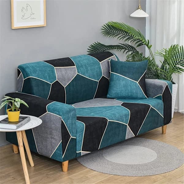 Strikk Stretch Sofatrekk Moderne Minimalisme Trykt Sofatrekk med Armlener Universal Sofabeskyttelse (Turkis, 2-seter (145-185cm))