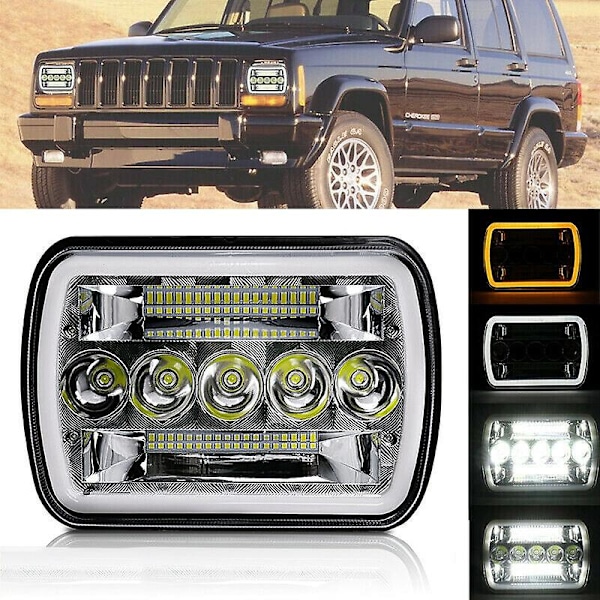 5x7inch 7x6inch LED-forlygter Hi-lo Beam Halo Drl til Xj Wrangler Yj