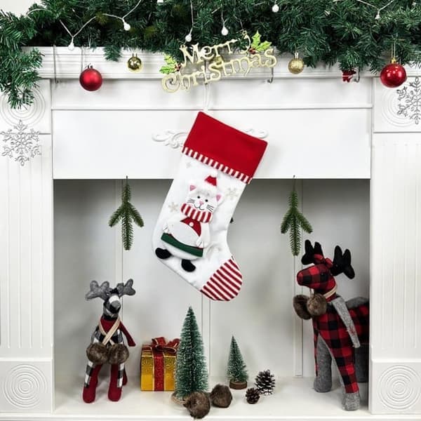 2-pakning 3D Julestrømper 46cm – Store Flanell Julestrømper for Juledekorasjon