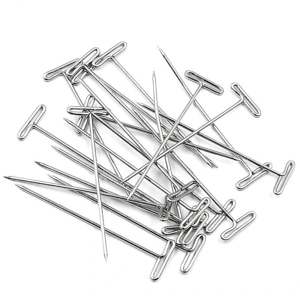 100 st 1 tum nickelpläterade stål T-stift silver T-formade stift