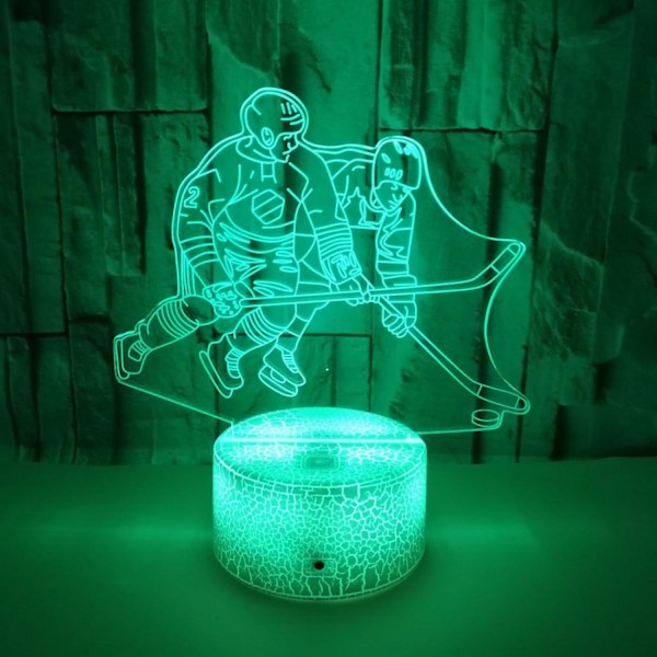 3D nattlampa ishockey atlet 3D illusion sänglampa 16 färger ändras med fjärrkontroll bästa födelsedagspresenter för män kvinnor B091-149