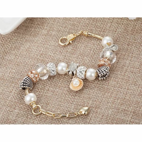 Charm armbånd for kvinner jenter perle strass charms justerbar