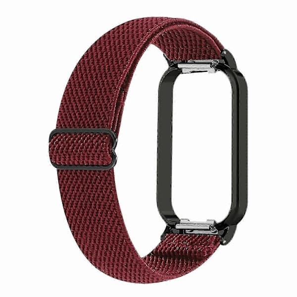 HA~Justerbart elastiskt nylonarmband för Redmi Band 2, andningsbart armband för smartklocka Vinrött