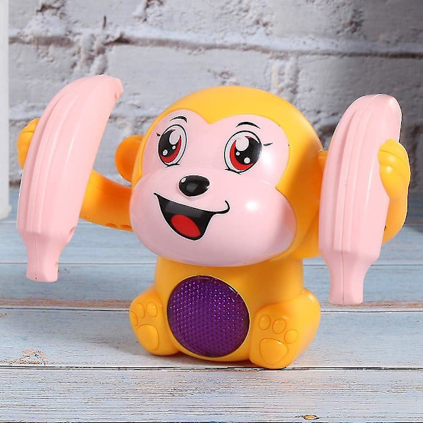 Elektrisk Tumbling Monkey Model Toy, stemmestyrt induksjonstegneserieleke (gul)
