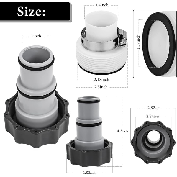 /HA/4stk Starlight-intex Fit Aru Gjengepumpe Erstatningsslangeadapter