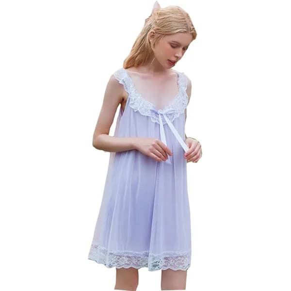 Dame pyjamas blonde pyjamas Victoria retro pyjamas afslappede pyjamas, lys lilla, XL