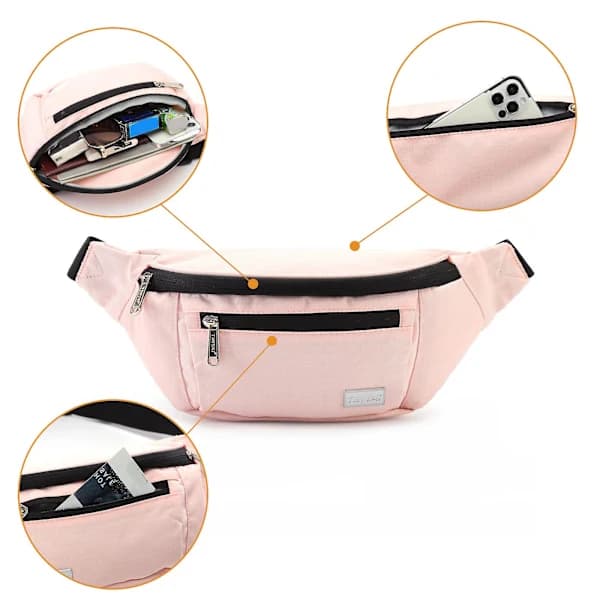 Dam Midjeväskor Crossbody Midjeväska Bröstväskor Telefonficka Justerbar Rem Rosa