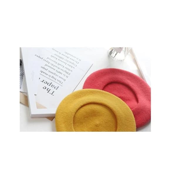 HA-Damhatt vinter basker, ull basker, varm hatt ull stickad hatt, gul