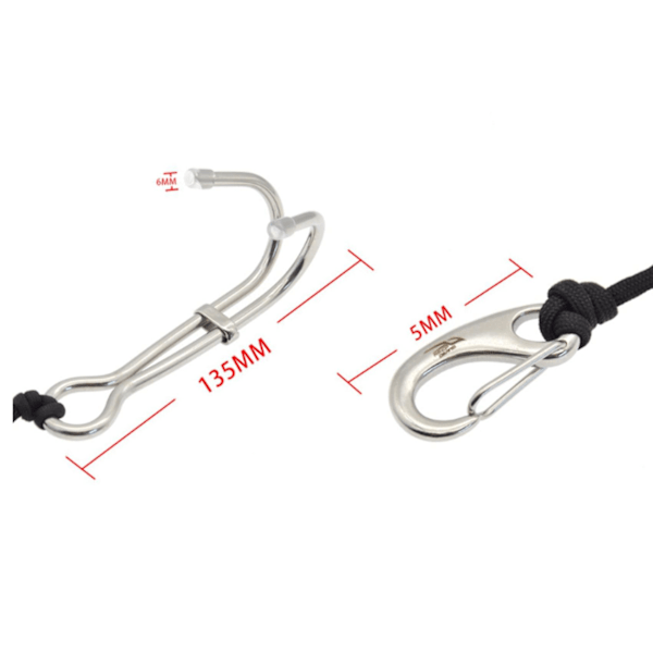 2x Scuba Diving Dobbel Dual Rustfritt Stål Reef Drift Hook Med Line Og Klips Hook Svart