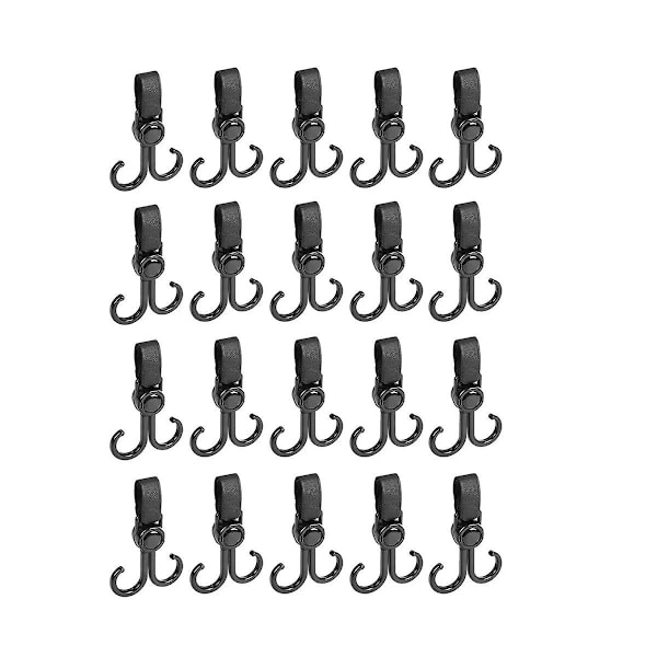 20pcs Double Hook Baby Stroller Hooks 360-degree Rotation Adjustment Cart Hook And Loop Fastener Bi