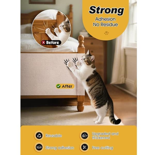 Selvklebende Klorematte for Katt 40x200 cm – Veggbeskyttelse, Sofabeskyttelse, Hjørnebeskyttelse, DIY Klorematte, Katteklorematte